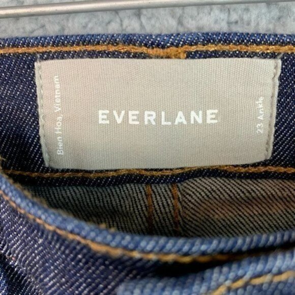 Everlane Womens Jean Shorts Blue Stretch Pockets High Rise Cuffed Hem Denim 23 - Picture 8 of 11